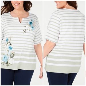 New Karen Scott Floral‎ Print Blouse, Size 2X